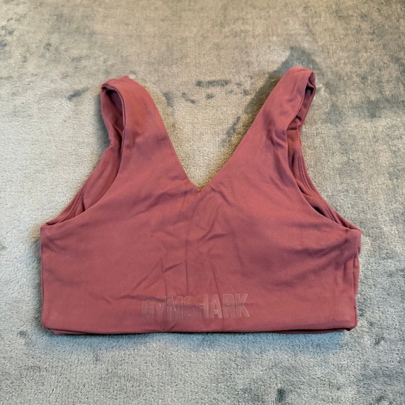 Gymshark Seamless Sports Bra Mauve Pink V Neck Womens Small Workout Athleisure - Picture 3 of 6